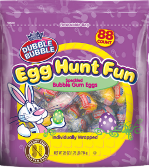 Dubble Bubble Egg Hunt fun 28oz bag Bubble Gum Eggs Wrapped 88ct