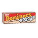 Dominoes game box with red and beige design on a white background