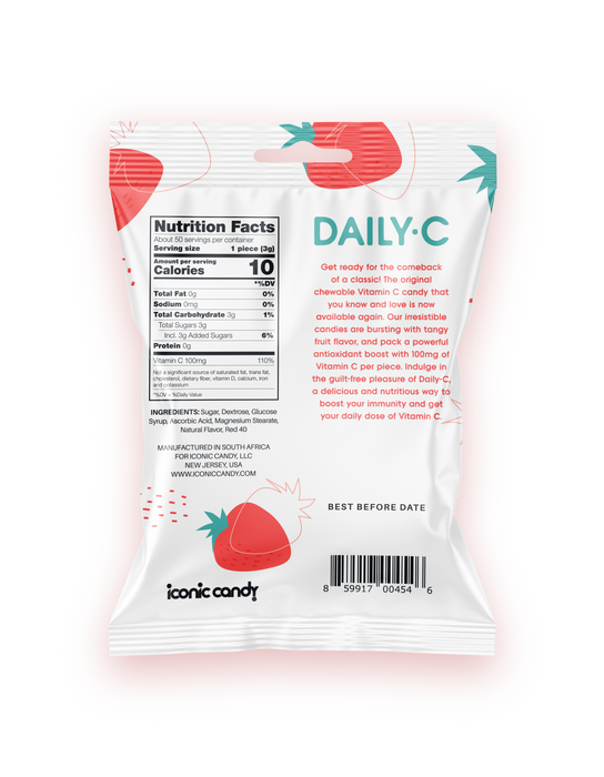 Daily C Strawberry Tabs 5.3oz bag