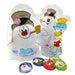 Frosty the snowman shaped bag filled with chocolate wrapped discs
