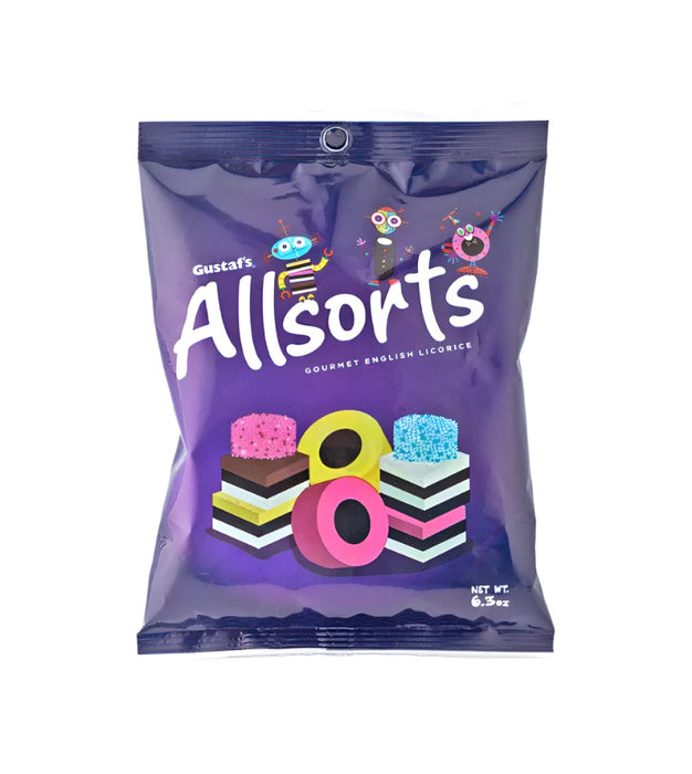 Indulge in Gustaf's Allsorts Licorice, made with all natural colors and cane sugar to the same exact standards since 1899 back in England! Thanks To Gerrit Verburg, you can Enjoy a delicious, guilt-free Licorice treat with every bite.