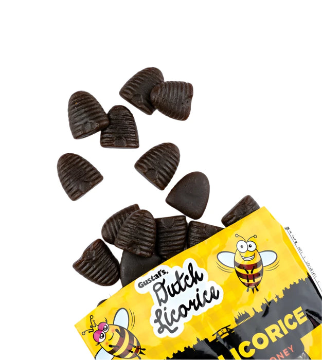 Since 1876 Gustaf's Factory has produced endless varieties of licorice! These semi firm Beehives have a touch of honey to sweeten your day and sooth your throat. rest assured this tasty bag of licorice will meet the standard of any licorice fan alike! Gustaf's will have the licorice you desire at the standard you expect!