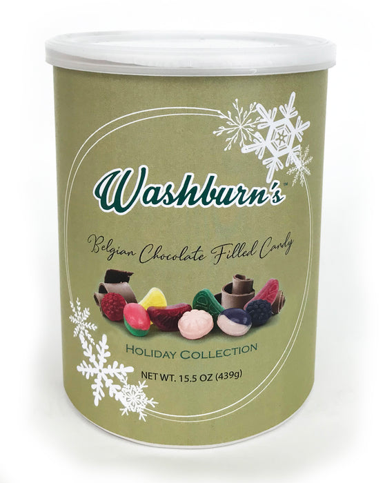 Washburns Premium Belgian Chocolate filled Hard Candy 15.5oz canister