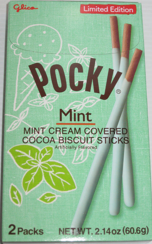 Pocky Limited Edition Mint Cream Covered Cocoa Sticks 2.47oz large box