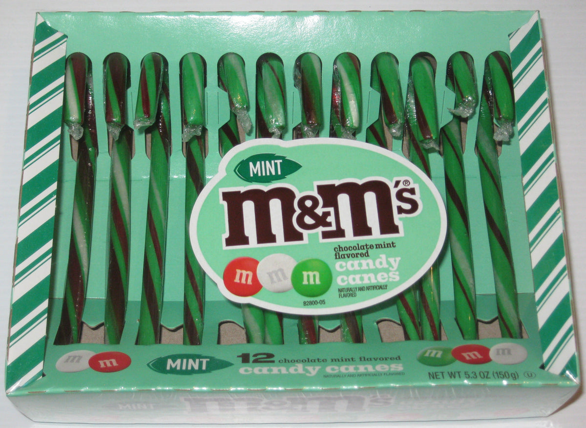 Christmas Candy Canes M & M Chocolate Mint 12ct box — Sweeties Candy of