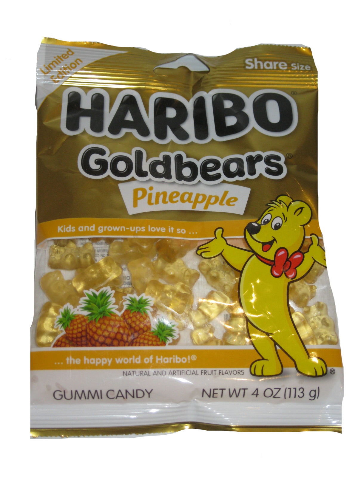 Haribo Gold Bears Pineapple 4oz bag or 12ct case — Sweeties Candy of ...