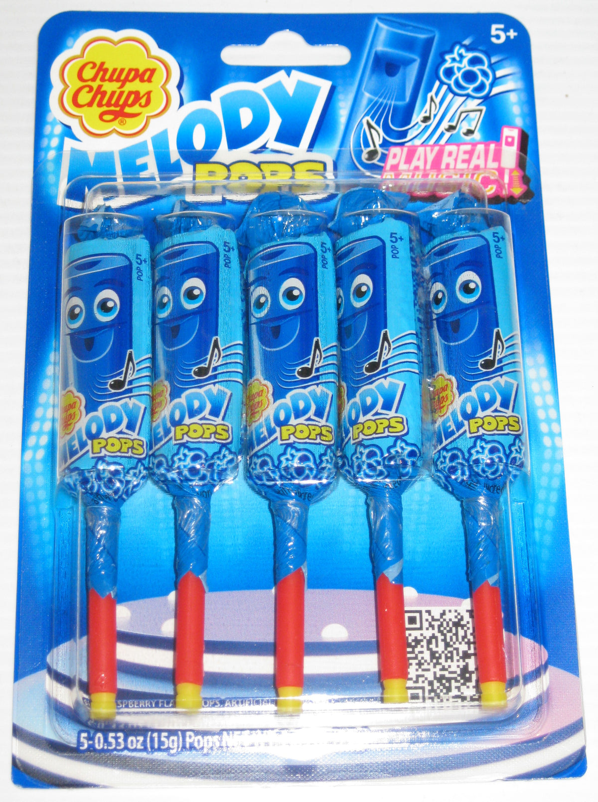 Chupa Chups Melody Pops Pack of 5 Blue Raspberry 2.65 oz. - All City Candy