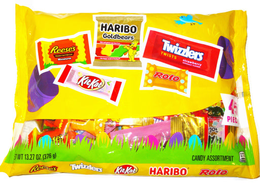 Hershey Easter Chocolate and Sweets 45ct Assorted Bag - Reeses mini cups, Kit kat, Rolo, Haribo Gold Bears & Twizzler Strawberry