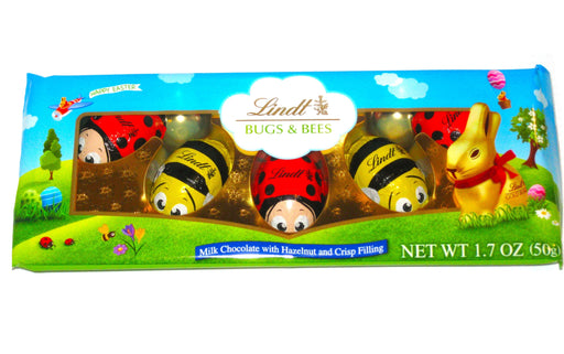 Easter Lindt Chocolate Bugs & Bees 5 Pack with Crisp Hazelnut Filling in each piece