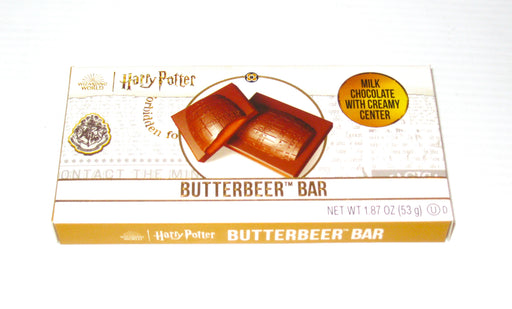 Jelly Belly &amp; the Wizarding World Of Harry Potter Combine with this delicious Creamy Milk Chocolate Bar Filled with a caramel like butter beer cream center! Made with Rainforest Alliance Certified Chocolate and no dye's, What's not to love about that!