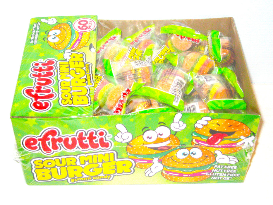 Efrutti (Pronounced Eee Fruity) Sour Gummy Burger's .32oz pack 60ct Box