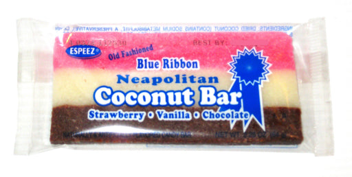 Blue Ribbon Neapolitan Coconut Bar 2.25oz Strawberry Vanilla Chocolate