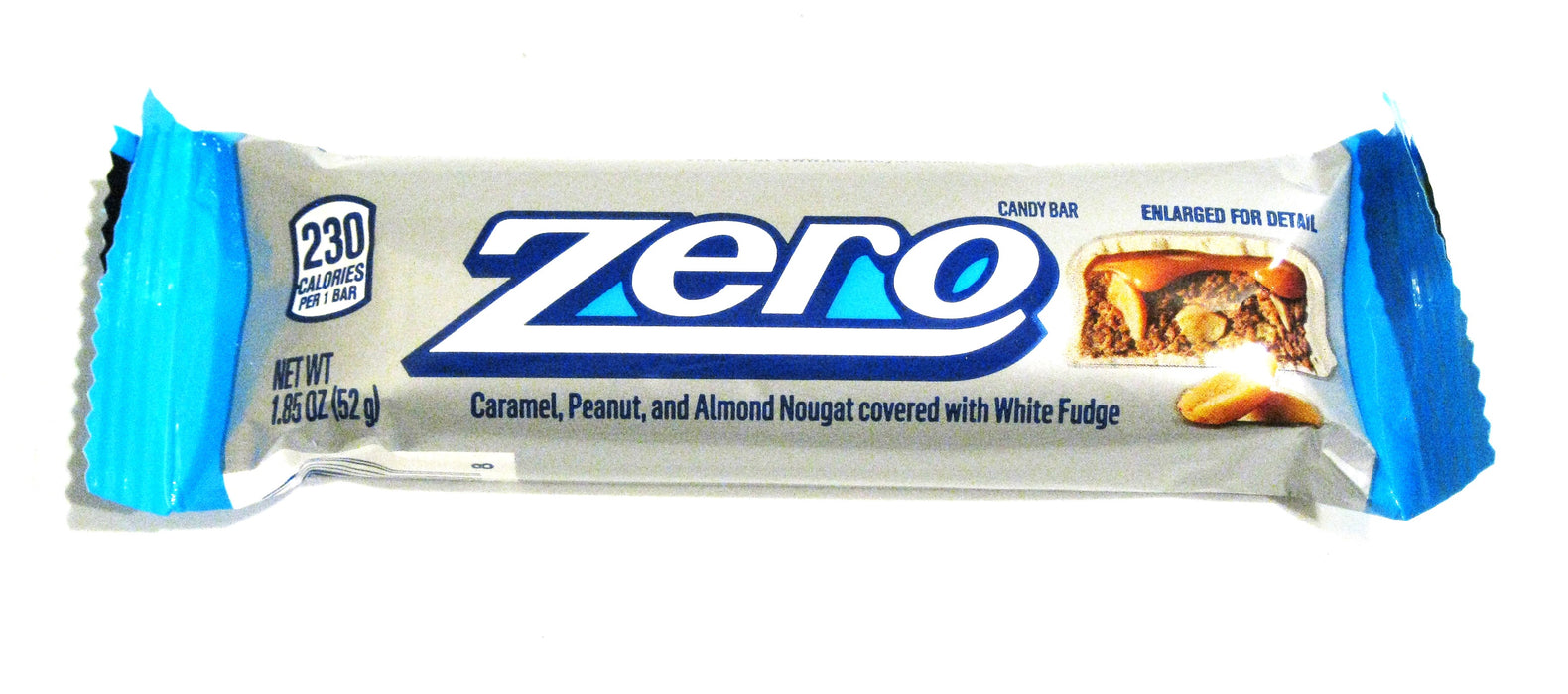 Zero Candy Bar - Caramel Peanut & Almond Nougat Covered in White Fudge 1.85oz bar