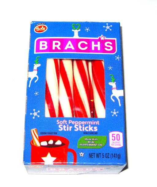 Brachs Soft Peppermint Sticks 5oz Box - Treat yourself to the classic flavor of Brach's Soft Peppermint Sticks! Made with pure peppermint oil, this 5oz box offers a long-lasting sweet and refreshing treat for the holiday season. Enjoy the cool, calming aroma of peppermint for a festive indulgence treat by itself or use as a stir stick to spice up that hot cocoa or cup of coffee!