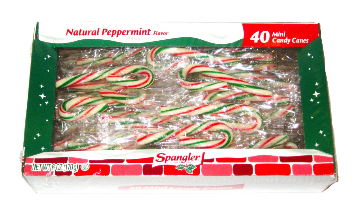 Enhance your holiday season with these festive Christmas Candy Canes! These mini canes make the perfect gift or decoration for your tree or gingerbread house. Enjoy the classic red, white, and green stripes of these Spangler peppermint candy canes.