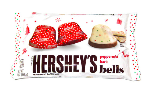 Indulge in the festive flavors of Christmas with our Hershey Peppermint Bark Bells. These delicious treats, wrapped in colorful foils, blend the refreshing taste of peppermint with rich chocolate for a delightful experience. Perfect for guests or as a gift for Santa ;)