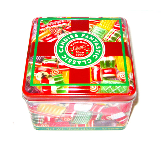 Crafted with care and tradition, Classic Assorted Christmas Candies in a beautiful 16oz Tin! A timeless Holiday treat, Handmade in the USA by Hammonds Candy since 1920. Each piece is made just like you remember. Delight in the nostalgia and indulge in the delicious flavors of the holiday season.