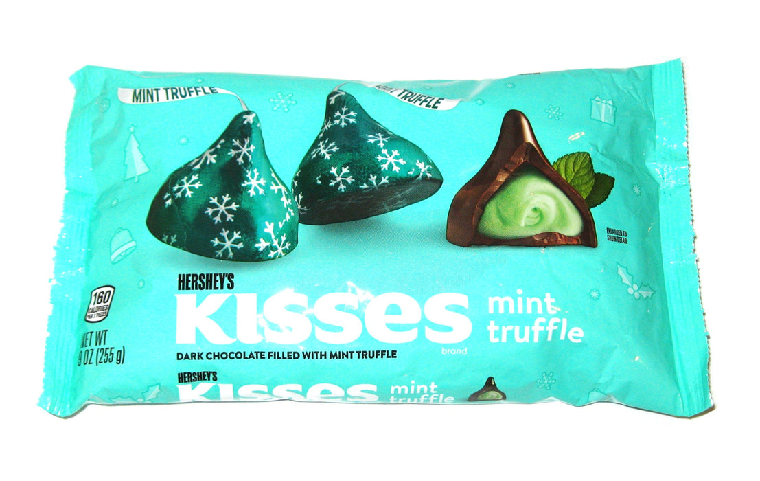 Treat your guests to a bowl of Dark Chocolate Mint Truffle Filled Kisses that are wrapped green foil with snowflakes on them! These delightful candies combine delicious Mint Truffle Creme wrapped in a rich dark chocolate!