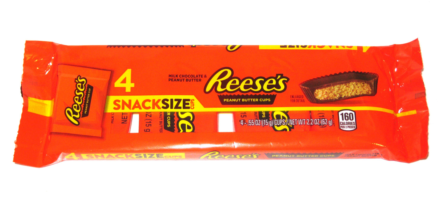 Packaging of Reese's Snack Size Peanut Butter Cups 4 Pack