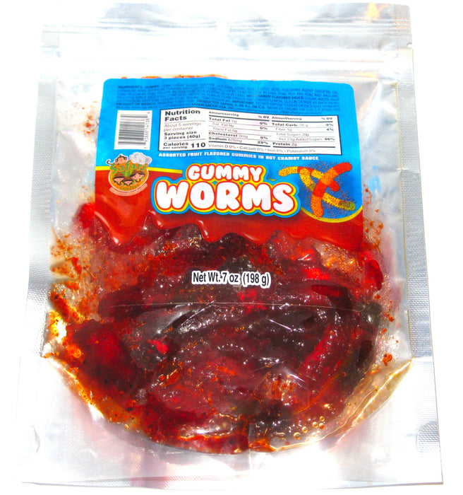 Chamoy Soaked Fruit Gummy Worms 7oz bag