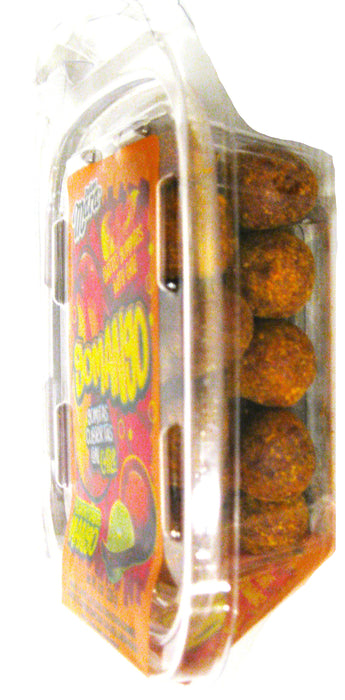 Mango gummy balls covered in spicy chili 8oz tub