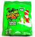 Green package of Sour Patch Kids with Santa and Elves design on a white background