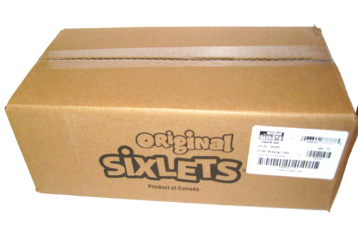 Cardboard box with 'Original Sixlets' branding on a white background