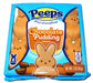 Packaging of Peeps Chocolate Pudding flavored marshmallows on a white background