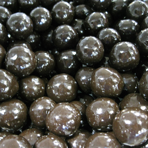 Close-up of dark chocolate malt balls Triple dipped