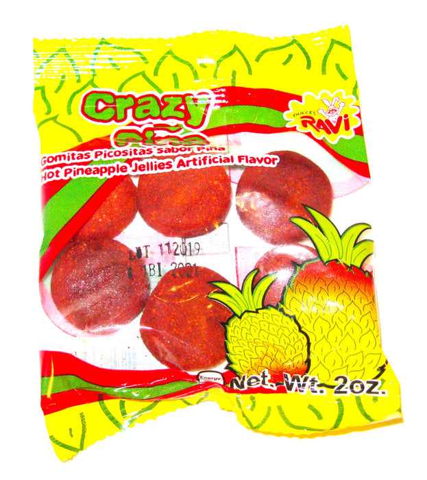 Dulce Ravi - Crazy Pina - Pineapple Gummies Covered in Spicy Chili Mexican Spice 2oz pack