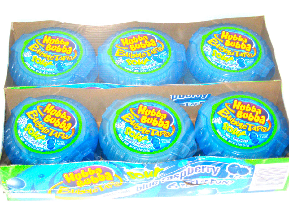 Hubba Bubba Bubble Tape Sour Blue Raspberry 2oz pack - 12ct Box