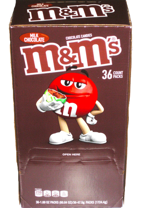 M&M Milk Chocolate 1.69oz Pack 36ct Box