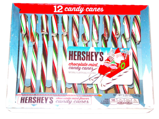 Introducing Christmas Candy Canes: the perfect holiday treat and gift. Indulge in the delicious flavor of Hershey's Chocolate Mint, a modern twist on the classic peppermint candy cane. With 12 in each box, these candy canes are sure to bring joy and delight to your loved ones this season.