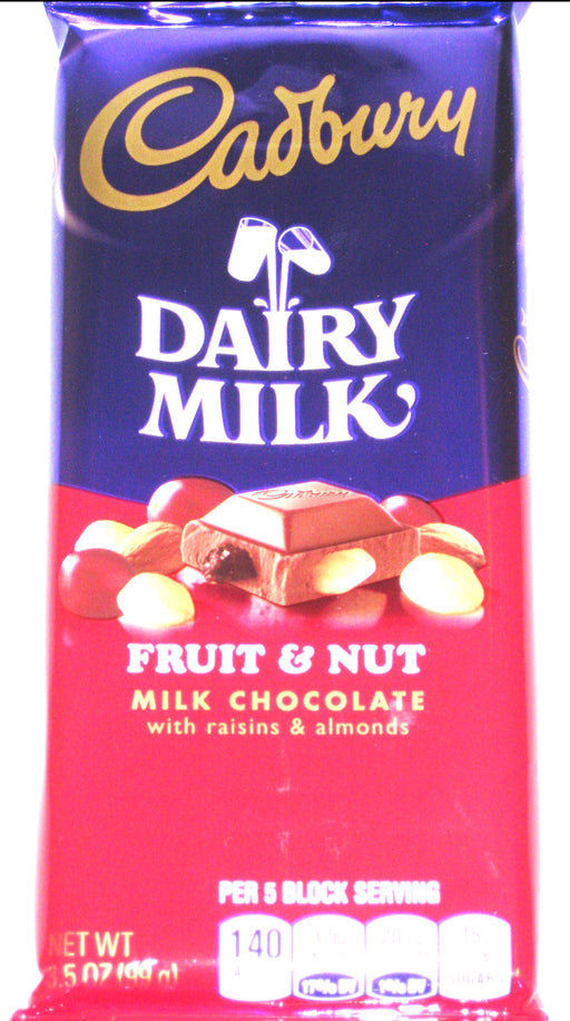Cadbury Fruit & Nut Milk Chocolate 3.5oz bar