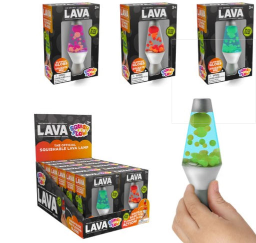 Lava lamp products with packaging and a hand holding one of them.