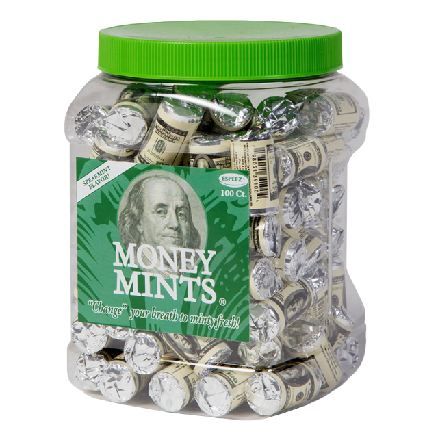 Money Mints - Spearmint mints in a roll or 100ct Jar