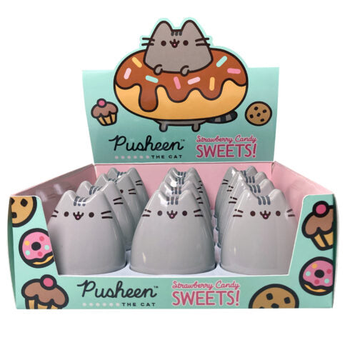 Pusheen the Cat strawberry candy sweets packaging with cartoon cat in a donut-12ct box