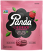 A 7 oz bag of Panda Licorice Raspberry candy. The packaging features a pink background with a large black raspberry graphic in the center, white and pink branding, and illustrations of a raspberry and green leaves.