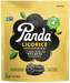 A 7 oz stand-up pouch of Panda Licorice Soft Original gummies. The packaging is a textured mustard yellow with a large black cloud graphic in the center, white 'Panda' branding, green leaves, and a small green badge that says 'Only 4 Ingredients'.