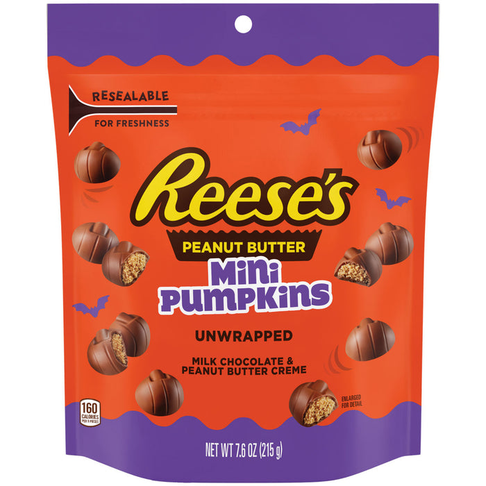 Celebrate Halloween with the Reese’s Mini Pumpkins 7.6oz Bag, perfect for sharing with friends and family. These mini pumpkin-shaped chocolates combine creamy peanut butter and smooth milk chocolate, making them a delightful treat for any occasion. Easy to pop and enjoy, they bring festive fun and classic Reese’s flavor to your holiday gatherings.