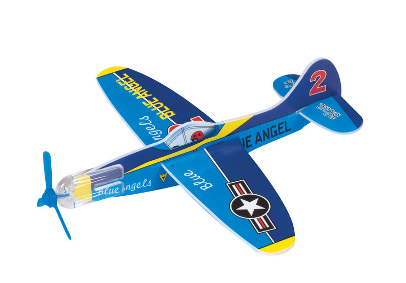 Toy airplane model of a Blue Angels aircraft on a white background