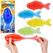 Colorful stretchy fish toys with packaging on a white background