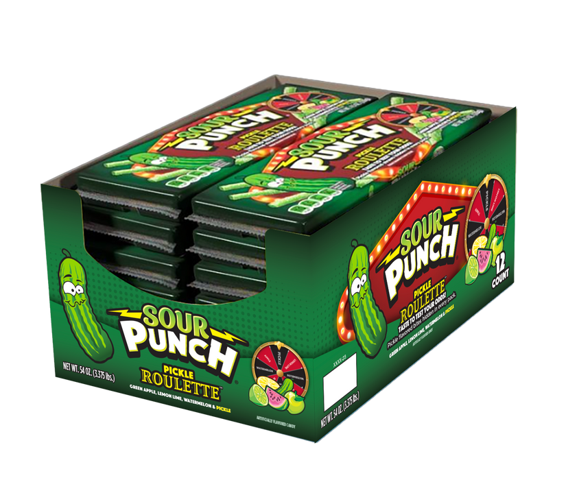 Sour Punch Straws Pickle Roulette 4.5oz Tray 12ct Box