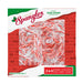 A box of Spangler 240 hand-striped mini candy canes, featuring a red brick pattern background, green and white branding, and a clear window showing the candy canes inside.