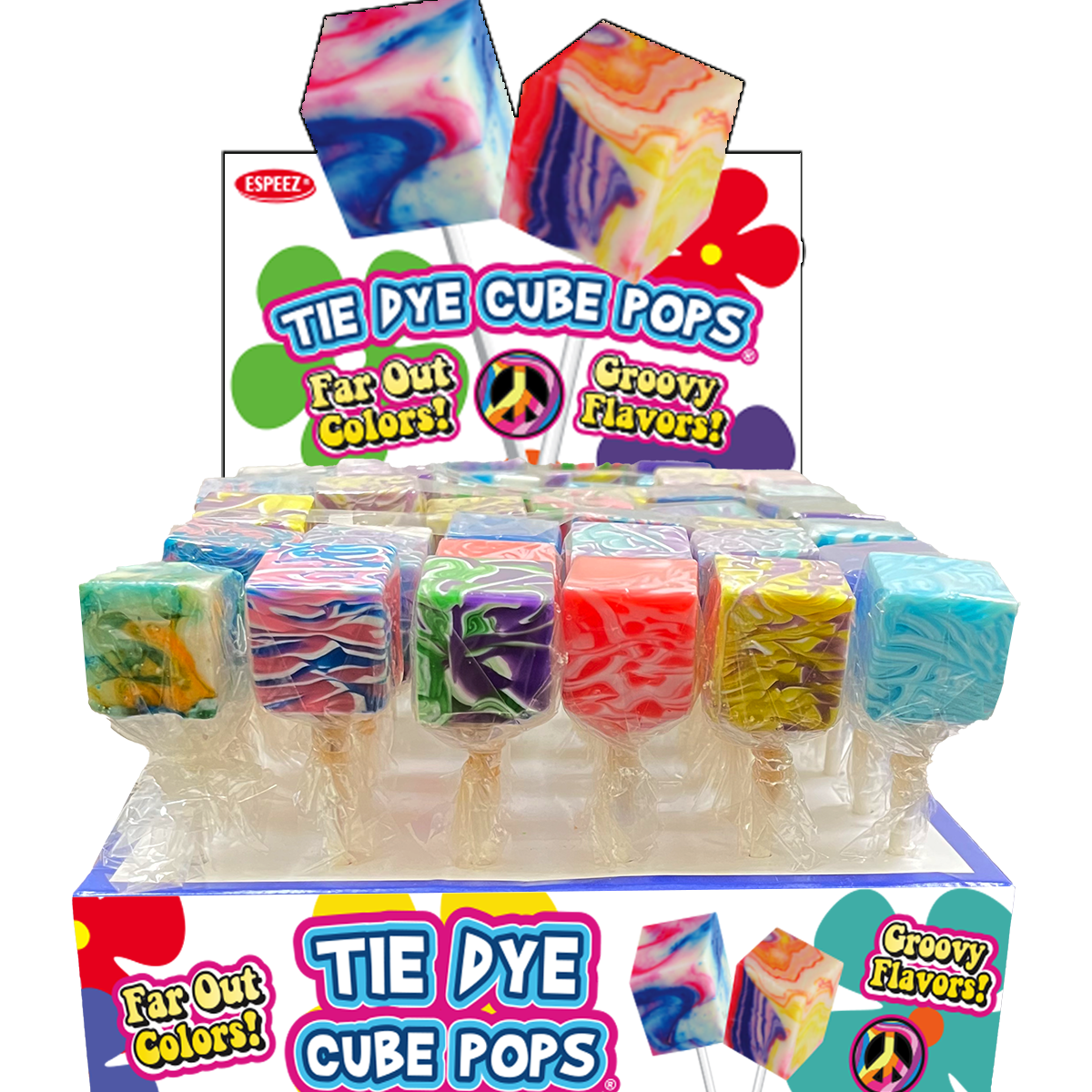Tie Dye Cube Pops .71oz Pop or 24ct Box — Sweeties Candy of Arizona