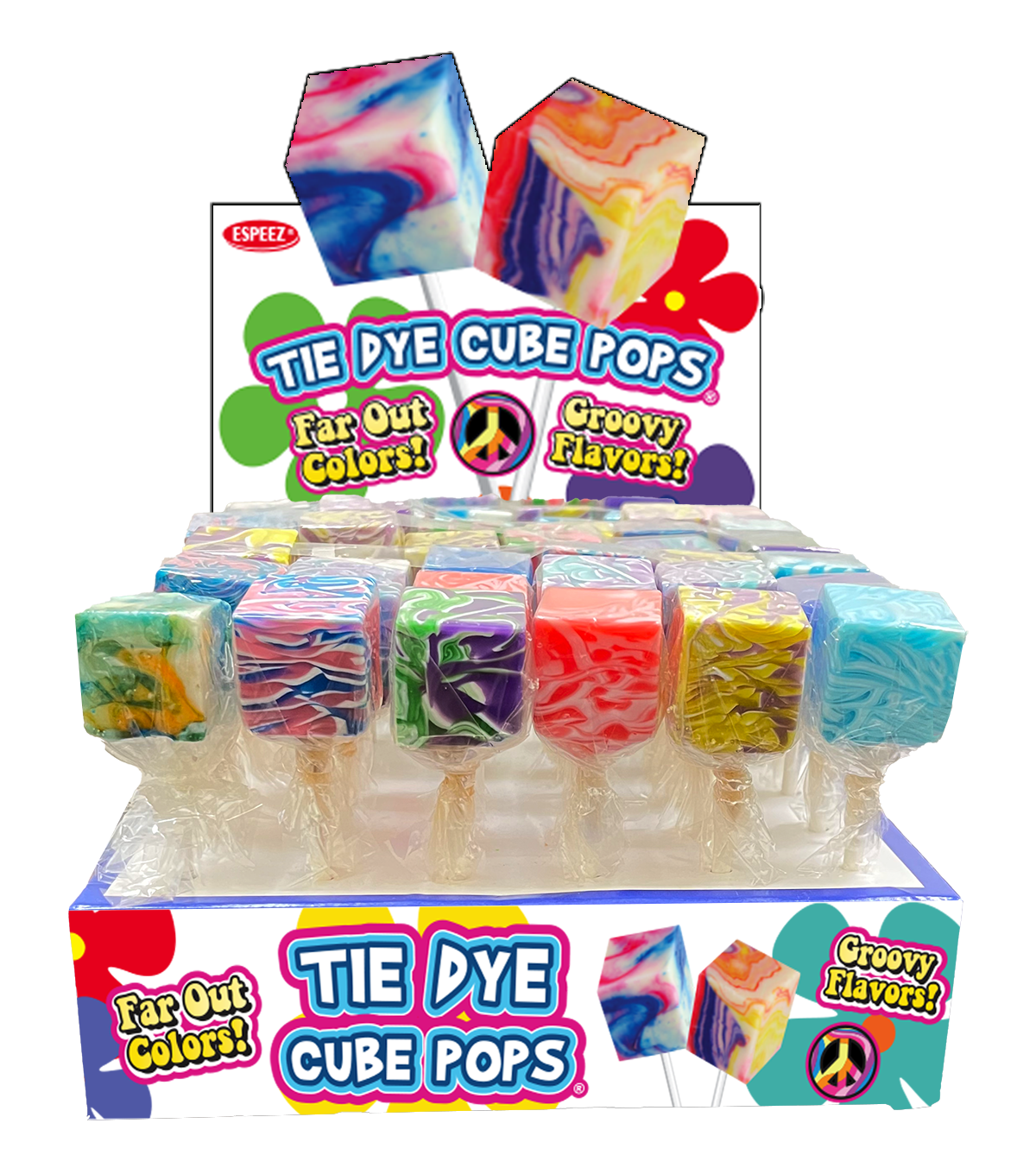 Tie Dye Cube Pops .71oz Pop or 24ct Box — Sweeties Candy of Arizona