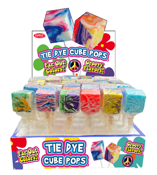 Tie Dye Cube Pops Assorted 24ct box or .71 oz single pop