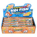 Display box of Sticky Rainbow Koi Fish toys with colorful packaging.