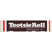 A Tootsie Roll chocolate bar in its classic wrapper, featuring a dark brown center with white lettering and red side stripes, set against a plain white background.