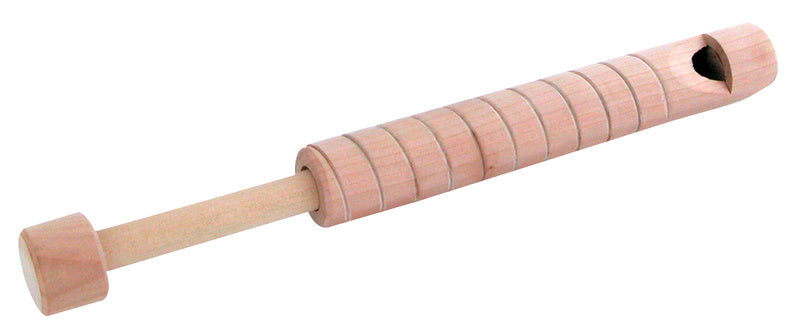 Wooden rolling pin with a cylindrical handle on a white background